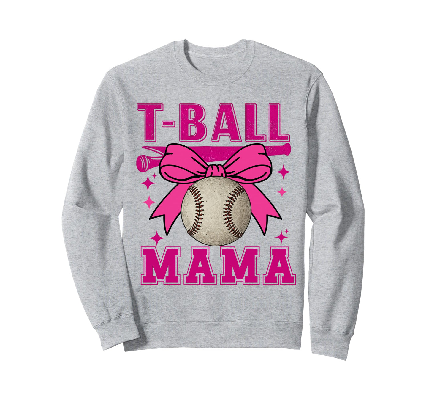 T Ball Mama Softball Mom Bow Mothers Sweatshirt - Graphic Print Men Women - T-Shirt, Sweatshirt, Hoodie