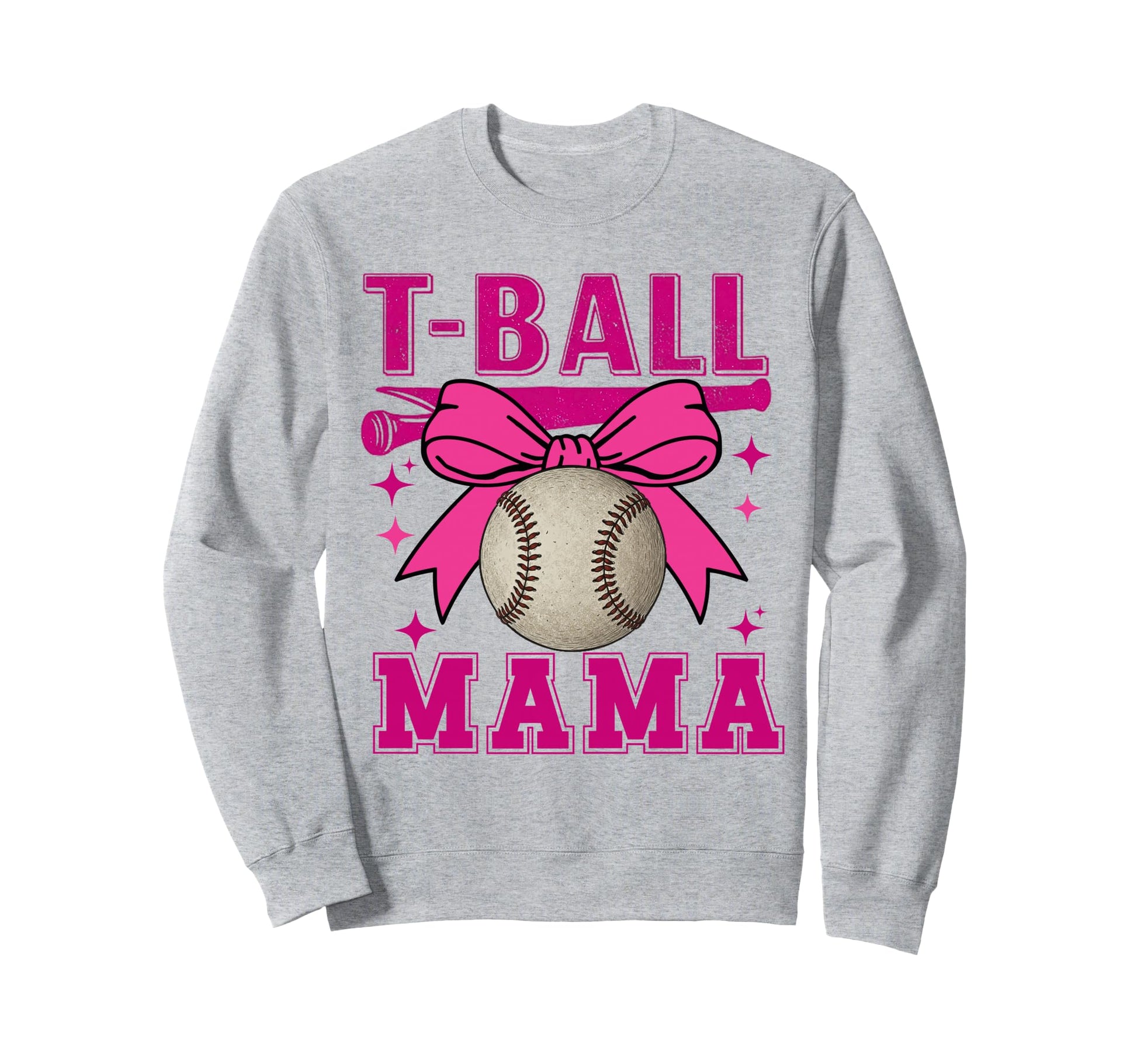 T Ball Mama Softball Mom Bow Mothers Sweatshirt - Graphic Print Men Women - T-Shirt, Sweatshirt, Hoodie