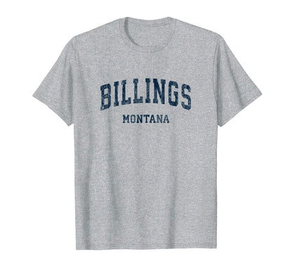 Billings Montana Mt Varsity Sports Navy T-Shirt - Trendy Graphic Men Women - T-Shirt, Sweatshirt, Hoodie