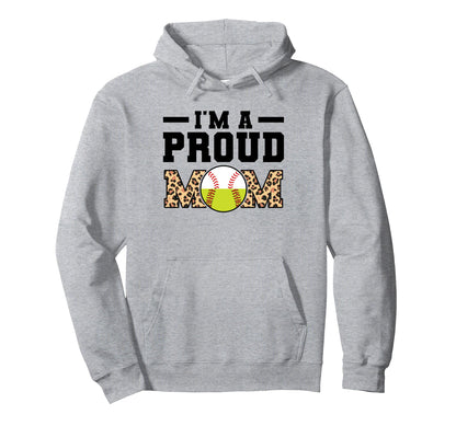 Im Proud Mom Softball Hoodie - Aesthetic Graphic Unisex - T-Shirt, Sweatshirt, Hoodie