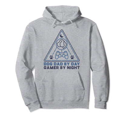 Dog Dad Day Gamer Night Triangle Gaming Hoodie - Trendy Graphic Men Women - T-Shirt, Sweatshirt, Hoodie