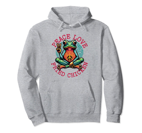 Peace Love Fried Chicken Frog Hoodie - Streetwear Style for Adults - T-Shirt, Sweatshirt, Hoodie