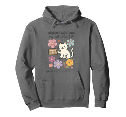 Funny Cat Solved Algebra Nerd Math Hoodie - Graphic Print for Adults - T-Shirt, Sweatshirt, Hoodie