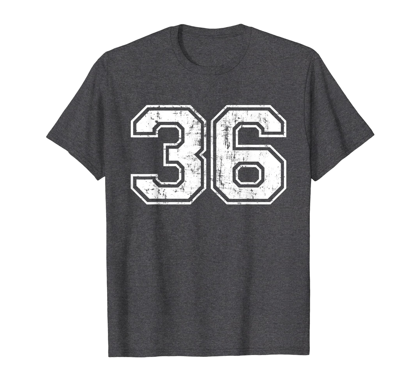 Number 36 Varsity Distressed Sports T-Shirt - Unique Graphic for Adults - T-Shirt, Sweatshirt, Hoodie