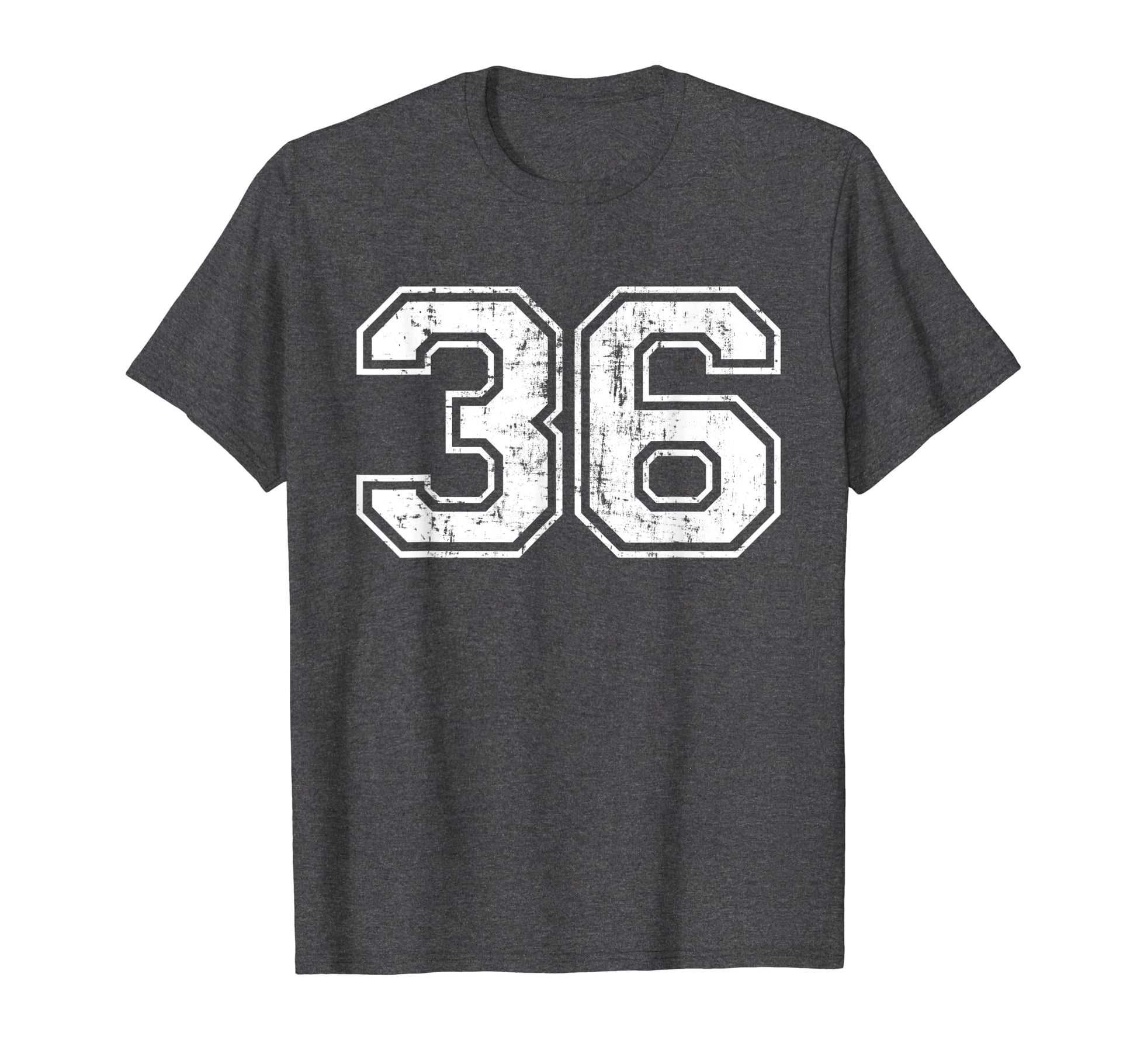 Number 36 Varsity Distressed Sports T-Shirt - Unique Graphic for Adults - T-Shirt, Sweatshirt, Hoodie