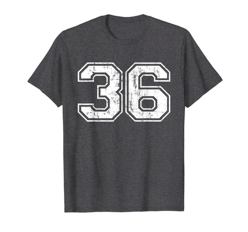 Number 36 Varsity Distressed Sports T-Shirt - Unique Graphic for Adults - T-Shirt, Sweatshirt, Hoodie