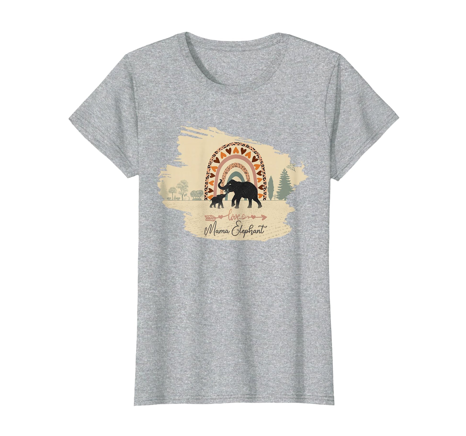Mama Elephant One Calf And Rainbow T-Shirt - Aesthetic Graphic for Adults - T-Shirt, Sweatshirt, Hoodie
