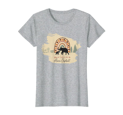 Mama Elephant One Calf And Rainbow T-Shirt - Aesthetic Graphic for Adults - T-Shirt, Sweatshirt, Hoodie