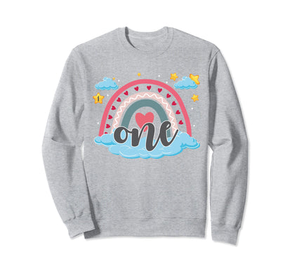 One Year Old Boho Rainbow 1St Birthday Sweatshirt - Trendy Graphic Unisex - T-Shirt, Sweatshirt, Hoodie