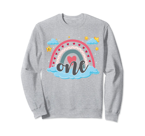 One Year Old Boho Rainbow 1St Birthday Sweatshirt - Trendy Graphic Unisex - T-Shirt, Sweatshirt, Hoodie