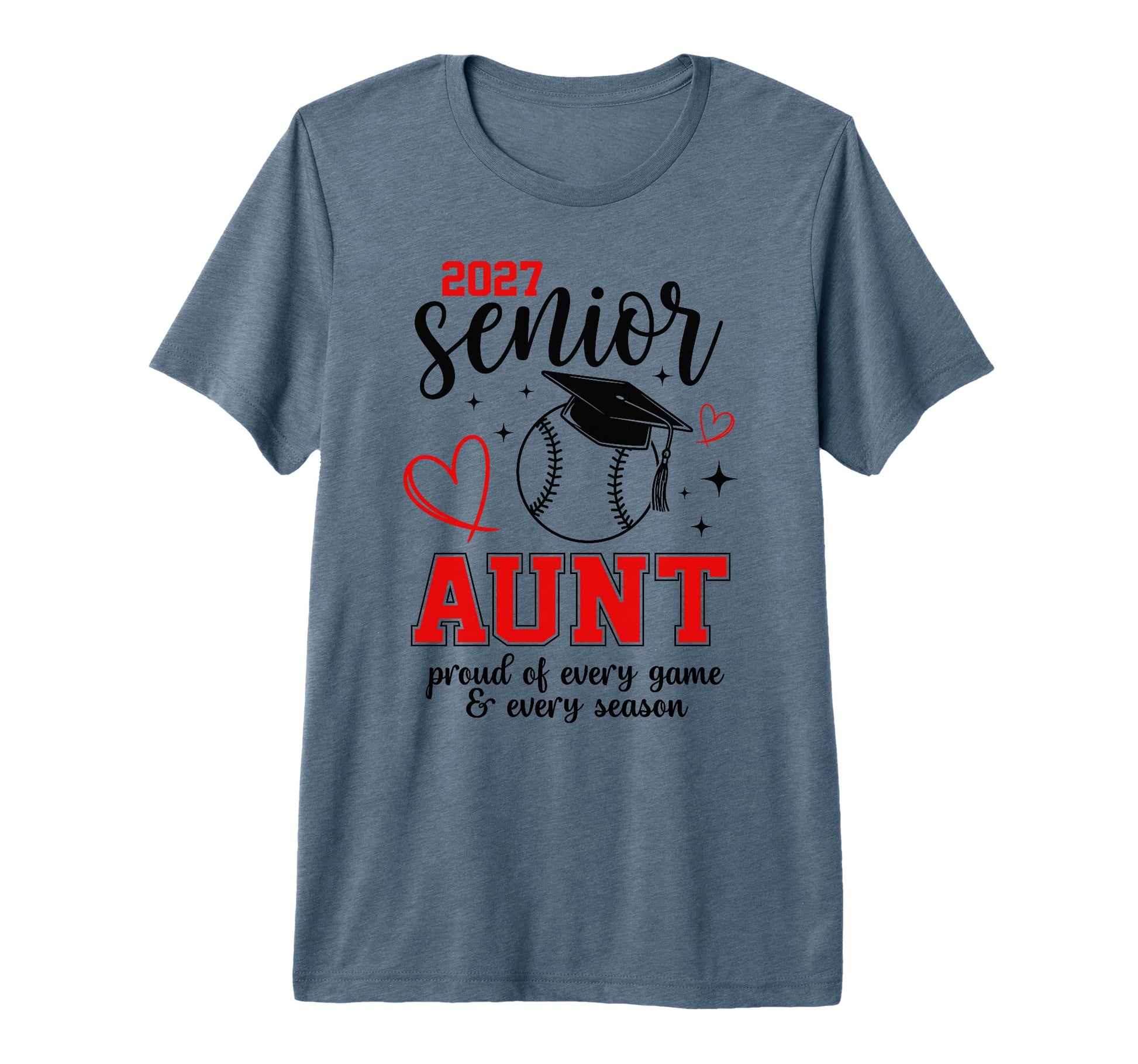 2027 Senior Baseball Aunt Proud T-Shirt - Aesthetic Graphic for Adults - T-Shirt, Sweatshirt, Hoodie