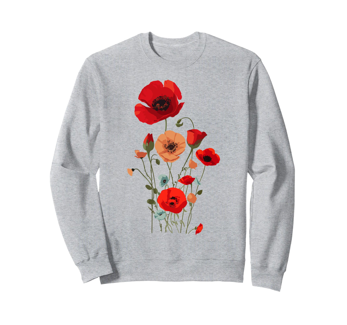 Minimal Poppy Flower Boho Floral Sweatshirt - Aesthetic Graphic for Adults - T-Shirt, Sweatshirt, Hoodie