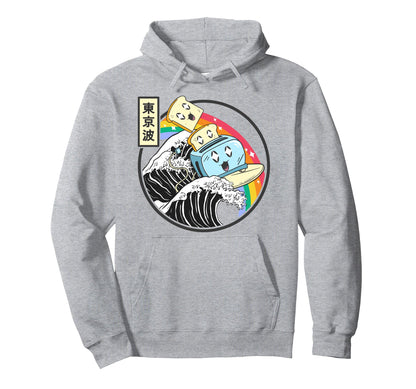 Happy Toaster Surfing Kanagawa Japan Wave Hoodie - Custom Art Print Unisex - T-Shirt, Sweatshirt, Hoodie