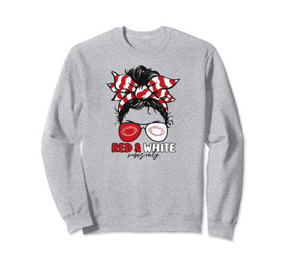 Red And White Vibes Only Football Sweatshirt - Graphic Print for Adults - T-Shirt, Sweatshirt, Hoodie