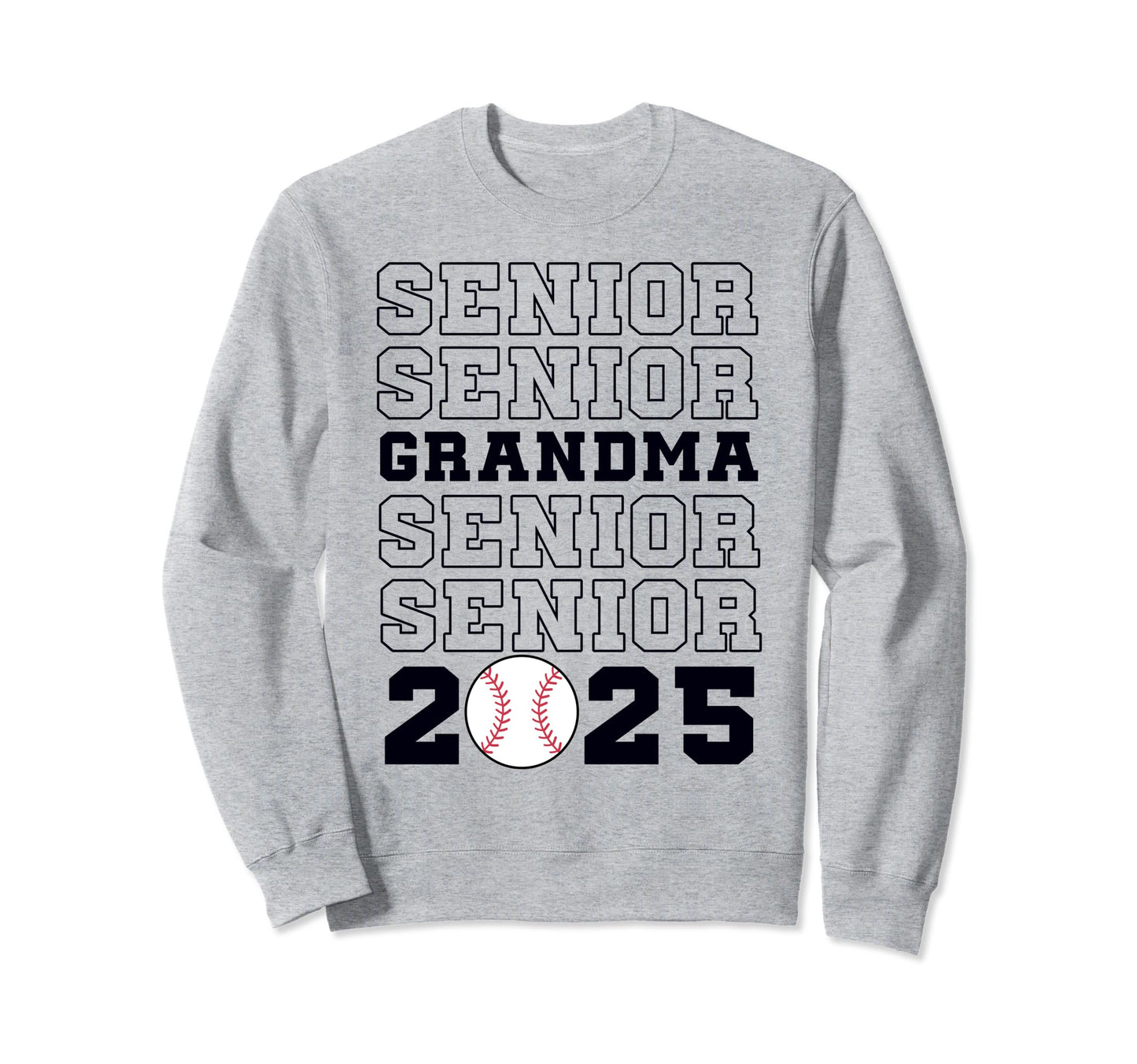 Class 2025 Baseball Grandma Senior Sweatshirt - Graphic Print for Adults - T-Shirt, Sweatshirt, Hoodie