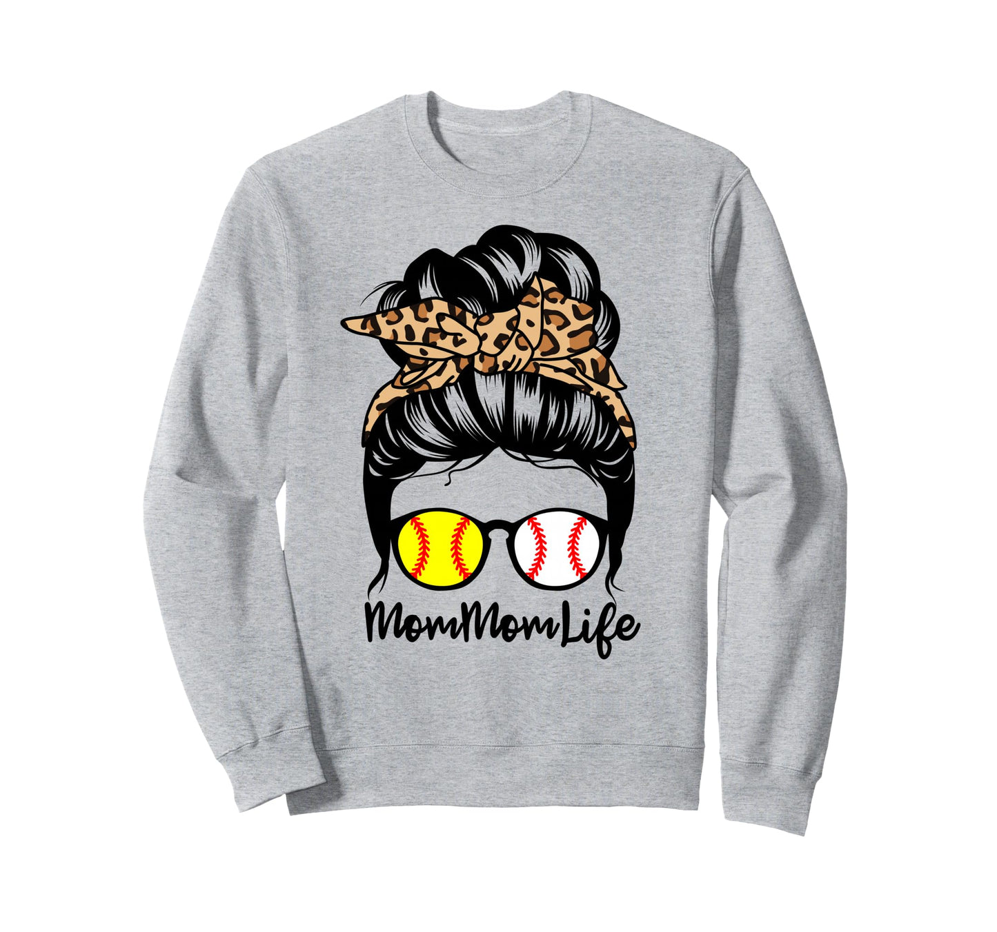 Mommom Life Messy Bun Hair Sweatshirt - Fun Novelty Design for Adults - T-Shirt, Sweatshirt, Hoodie