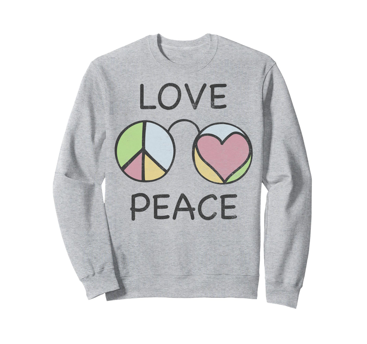 Trendy Peace And Love Glasses Sweatshirt - Novelty Apparel Unisex - T-Shirt, Sweatshirt, Hoodie