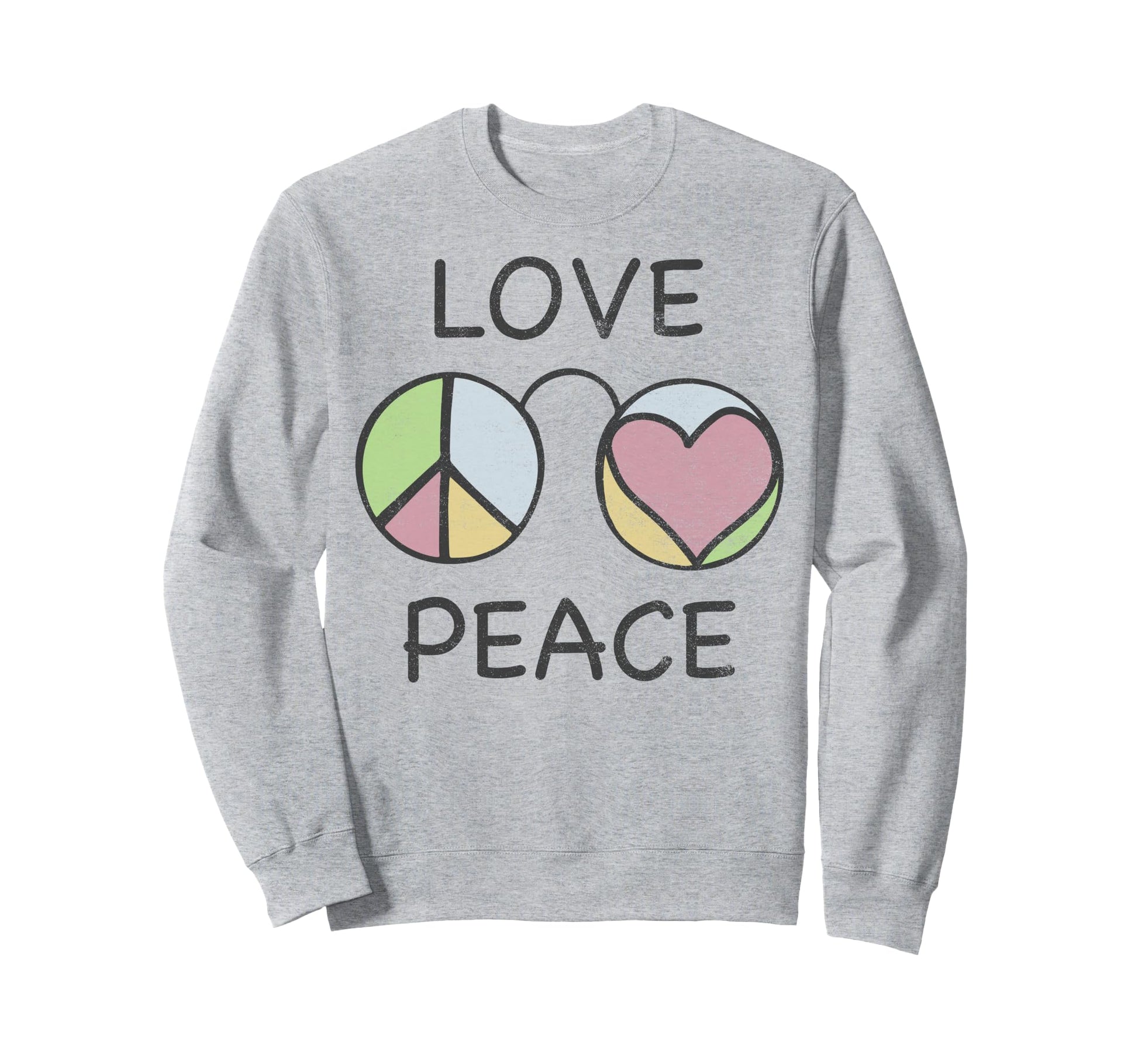 Trendy Peace And Love Glasses Sweatshirt - Novelty Apparel Unisex - T-Shirt, Sweatshirt, Hoodie
