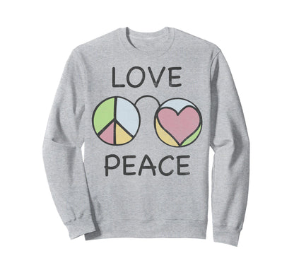 Trendy Peace And Love Glasses Sweatshirt - Novelty Apparel Unisex - T-Shirt, Sweatshirt, Hoodie