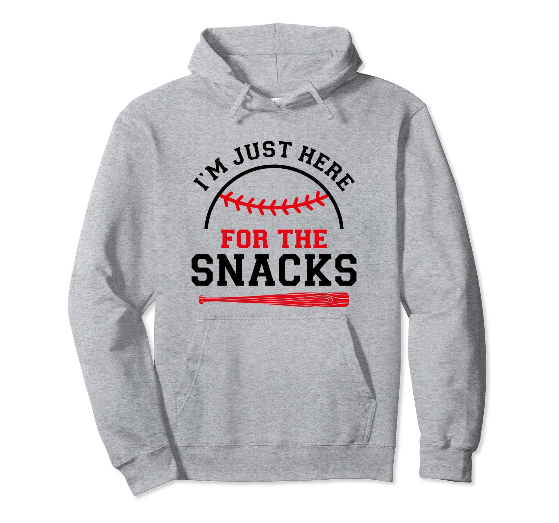Im Just Here Snacks Funny Baseball Hoodie - Minimalist Print for Adults - T-Shirt, Sweatshirt, Hoodie