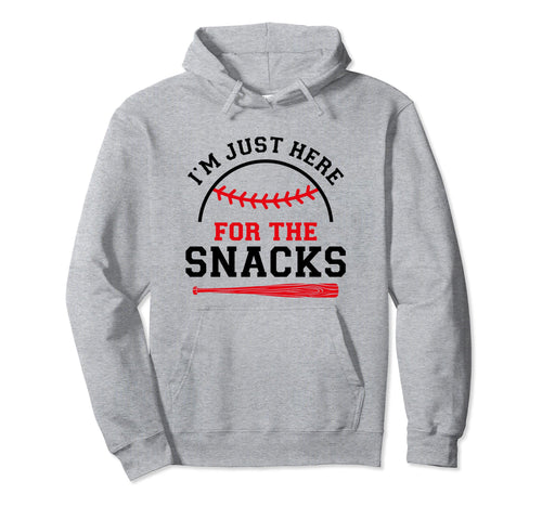 Im Just Here Snacks Funny Baseball Hoodie - Minimalist Print for Adults - T-Shirt, Sweatshirt, Hoodie