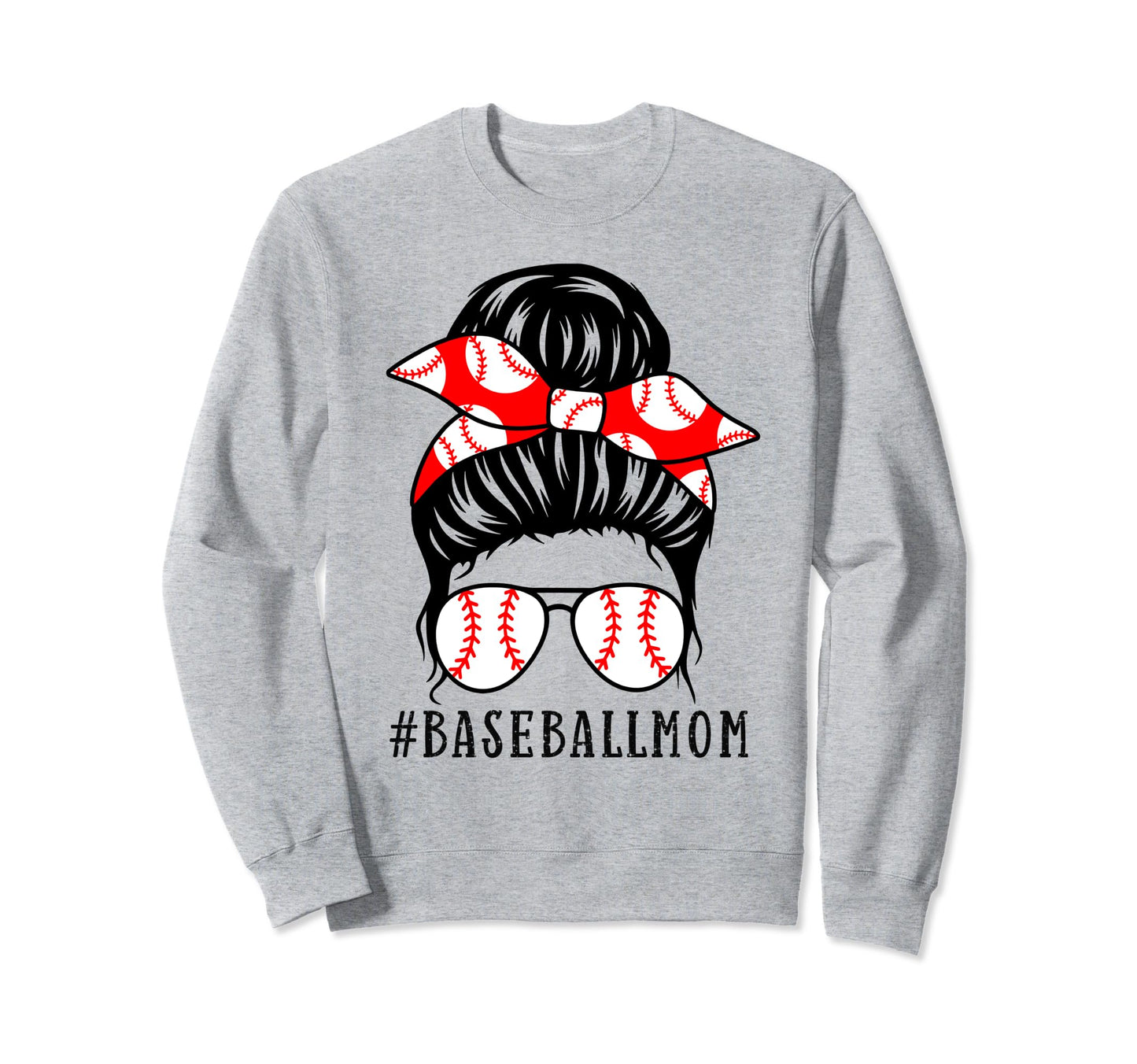 Baseball Mom Leopard Messy Bun Sweatshirt - Minimalist Print Men Women - T-Shirt, Sweatshirt, Hoodie