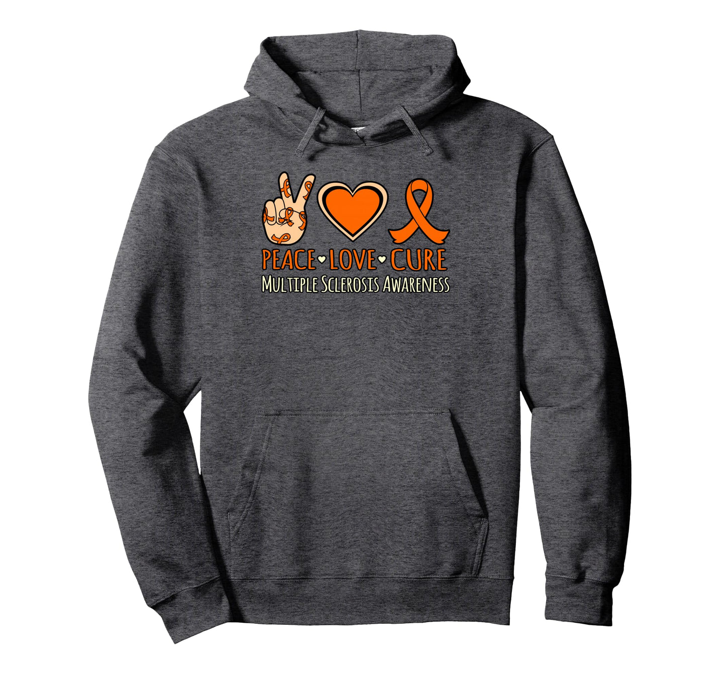 Peace Love Cure Multiple Sclerosis Hoodie - Fun Novelty Design Men Women - T-Shirt, Sweatshirt, Hoodie
