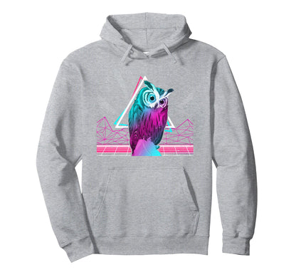 Wise Bird Synthwave Aesthetics Owl Hoodie - Fun Novelty Design for Adults - T-Shirt, Sweatshirt, Hoodie