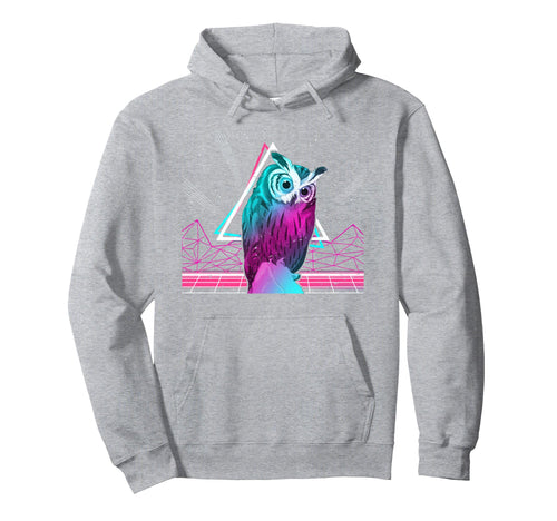 Wise Bird Synthwave Aesthetics Owl Hoodie - Fun Novelty Design for Adults - T-Shirt, Sweatshirt, Hoodie