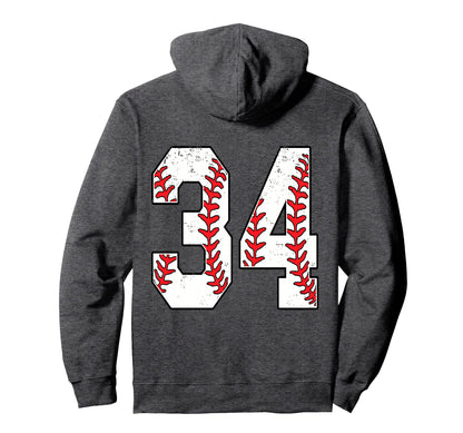 Number 34 Baseball Jersey Number 34 Hoodie - Aesthetic Graphic Men Women - T-Shirt, Sweatshirt, Hoodie