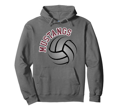 Mustangs Volleyball Mom Game Day Hoodie - Fun Novelty Design for Adults - T-Shirt, Sweatshirt, Hoodie