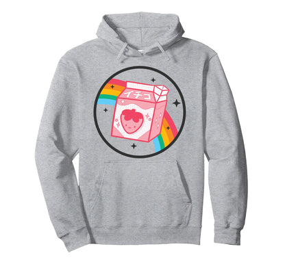 Strawberry Milk Carton Kawaii Rainbow Hoodie - Aesthetic Graphic Men Women - T-Shirt, Sweatshirt, Hoodie