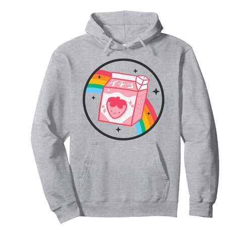 Strawberry Milk Carton Kawaii Rainbow Hoodie - Aesthetic Graphic Men Women - T-Shirt, Sweatshirt, Hoodie