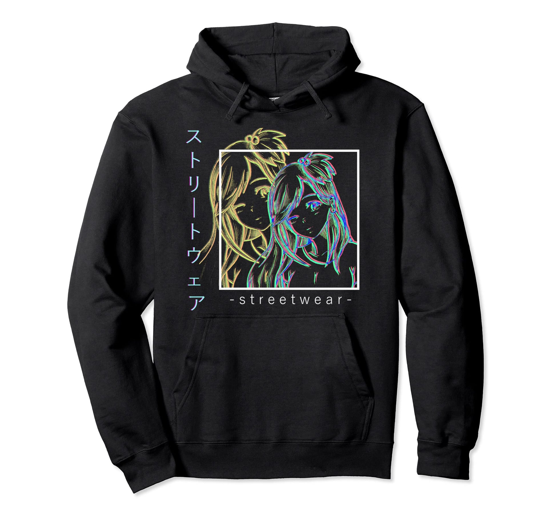 Waifu Anime Vaporwave Glitch Hoodie - Casual Everyday Wear for Adults - T-Shirt, Sweatshirt, Hoodie