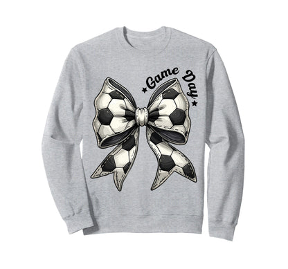 Game Day Soccer Bow Coquette Sports Sweatshirt - Unique Graphic Unisex - T-Shirt, Sweatshirt, Hoodie