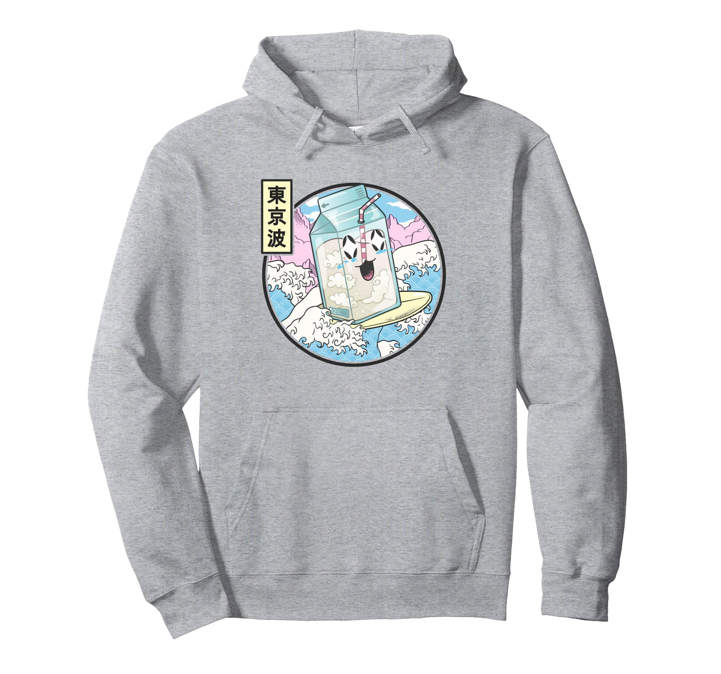 Surfing Milk Carton Japanese Waves Hoodie - Fun Novelty Design Men Women - T-Shirt, Sweatshirt, Hoodie