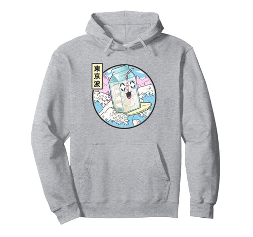 Surfing Milk Carton Japanese Waves Hoodie - Fun Novelty Design Men Women - T-Shirt, Sweatshirt, Hoodie