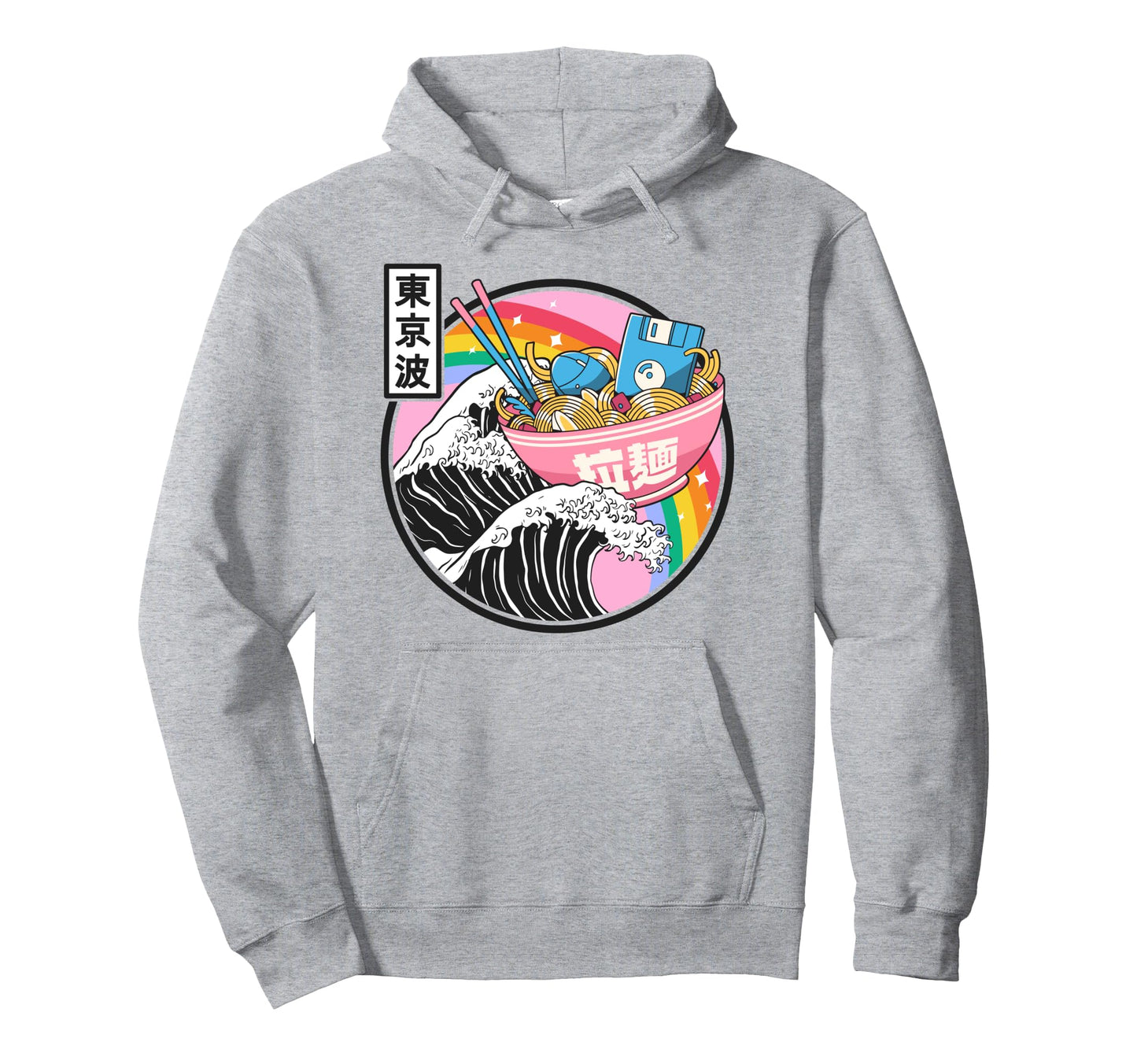 Computer Ramen Noodles Great Wave Hoodie - Trendy Graphic for Adults - T-Shirt, Sweatshirt, Hoodie