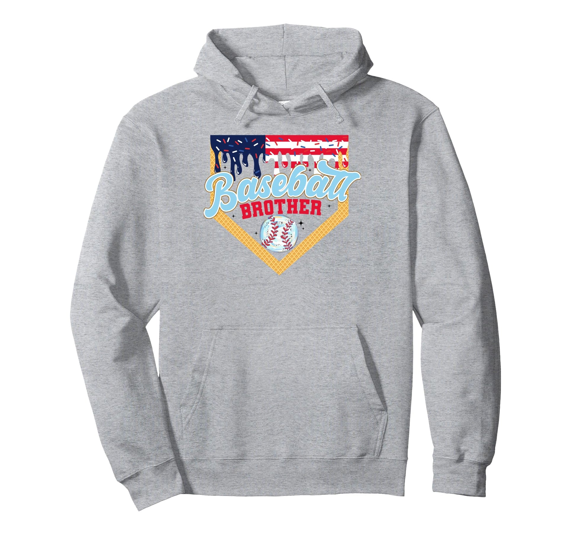 Baseball Brother Ice Cream Drip American Hoodie - Graphic Print for Adults - T-Shirt, Sweatshirt, Hoodie