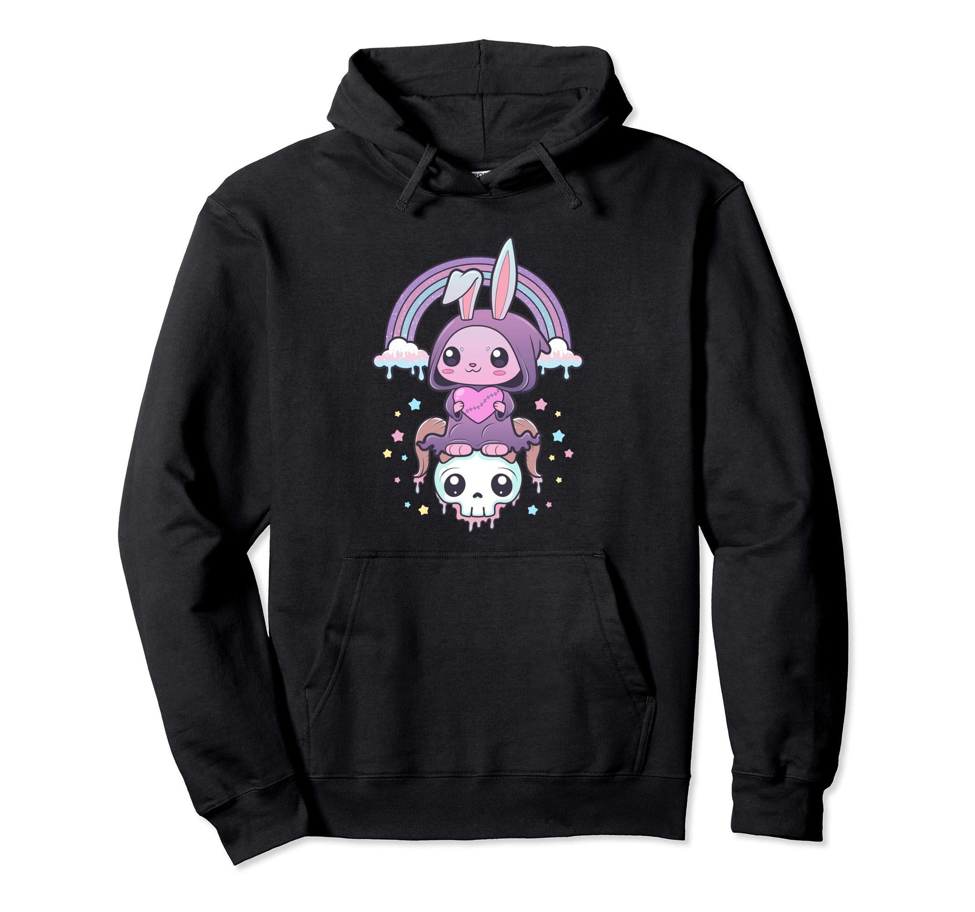 Kawaii Pastel Goth Creepy Rabbit And Hoodie - Custom Art Print Men Women - T-Shirt, Sweatshirt, Hoodie