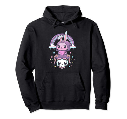 Kawaii Pastel Goth Creepy Rabbit And Hoodie - Custom Art Print Men Women - T-Shirt, Sweatshirt, Hoodie