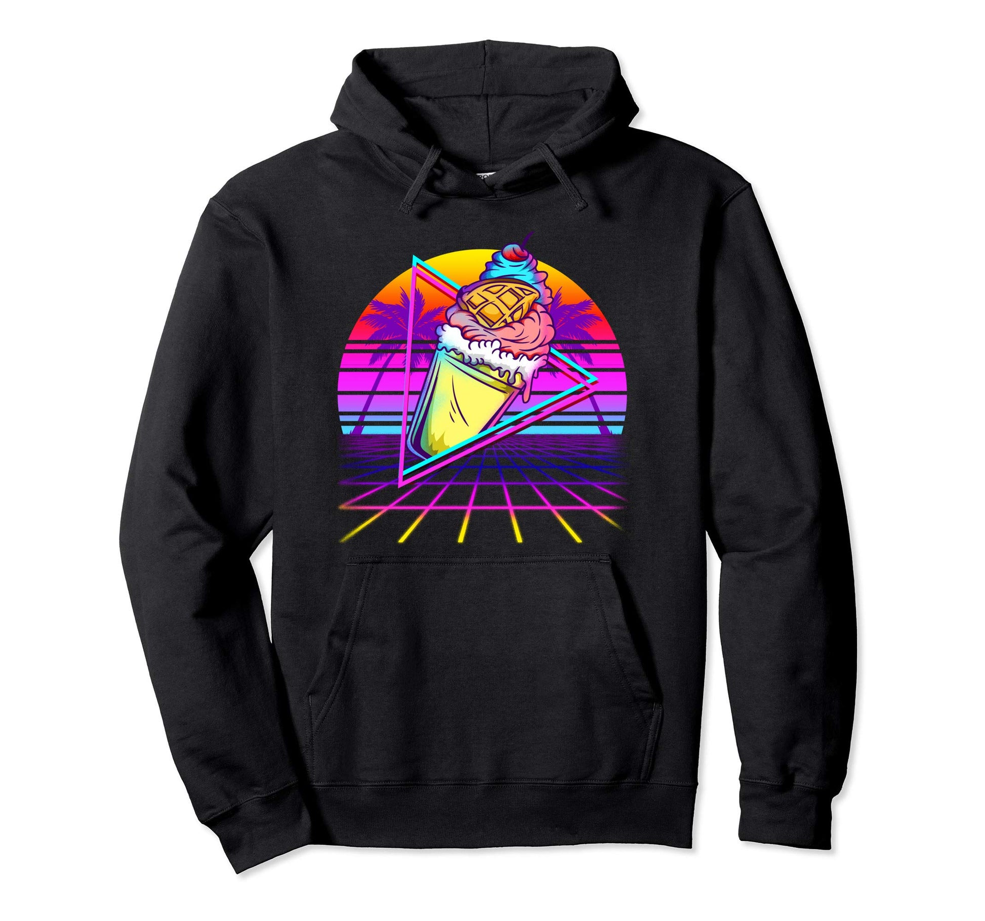 Vaporwave Aesthetic Ice Cream Beach Hoodie - Aesthetic Graphic for Adults - T-Shirt, Sweatshirt, Hoodie