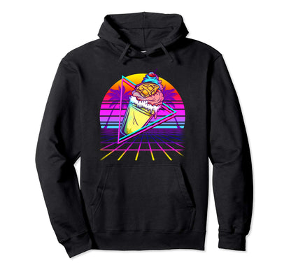 Vaporwave Aesthetic Ice Cream Beach Hoodie - Aesthetic Graphic for Adults - T-Shirt, Sweatshirt, Hoodie