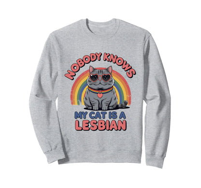 Funny Cat Lesbian Pride Lgbtq Rainbow Sweatshirt - Graphic Print Unisex - T-Shirt, Sweatshirt, Hoodie