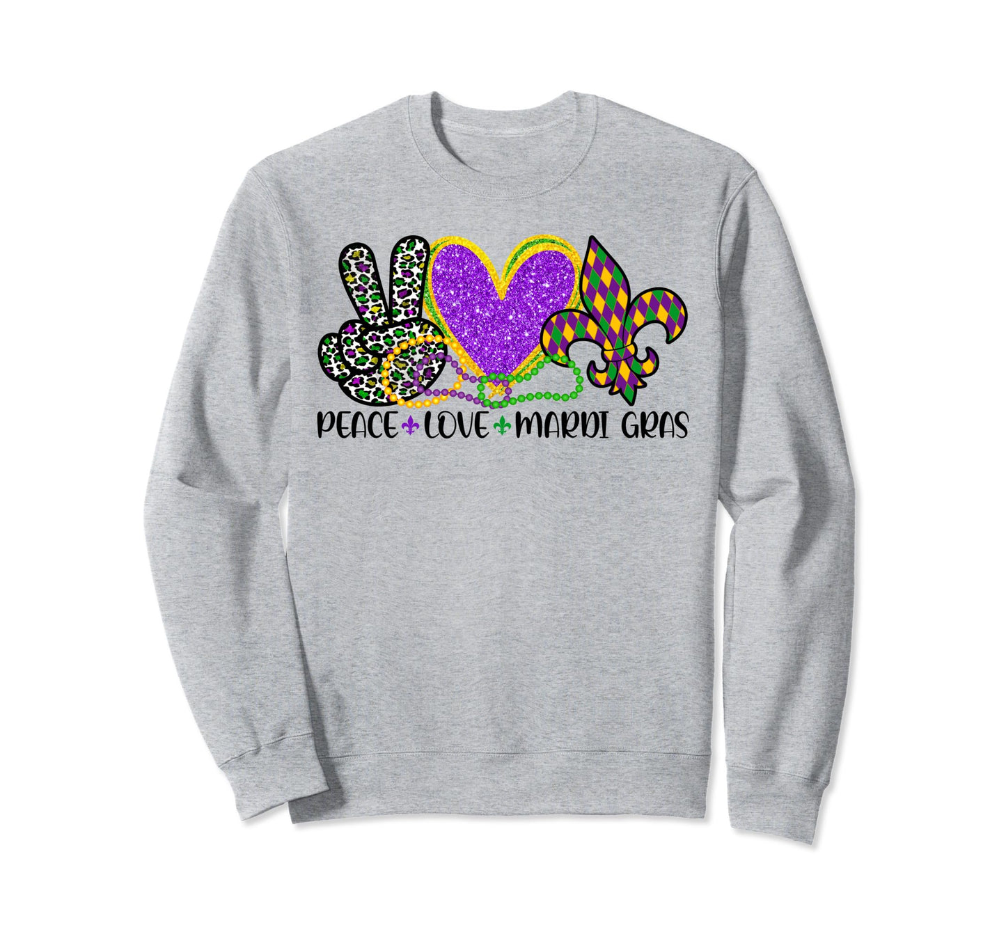 Peace Sign Heart Fleur De Lys Hippie Sweatshirt - Unique Graphic Unisex - T-Shirt, Sweatshirt, Hoodie