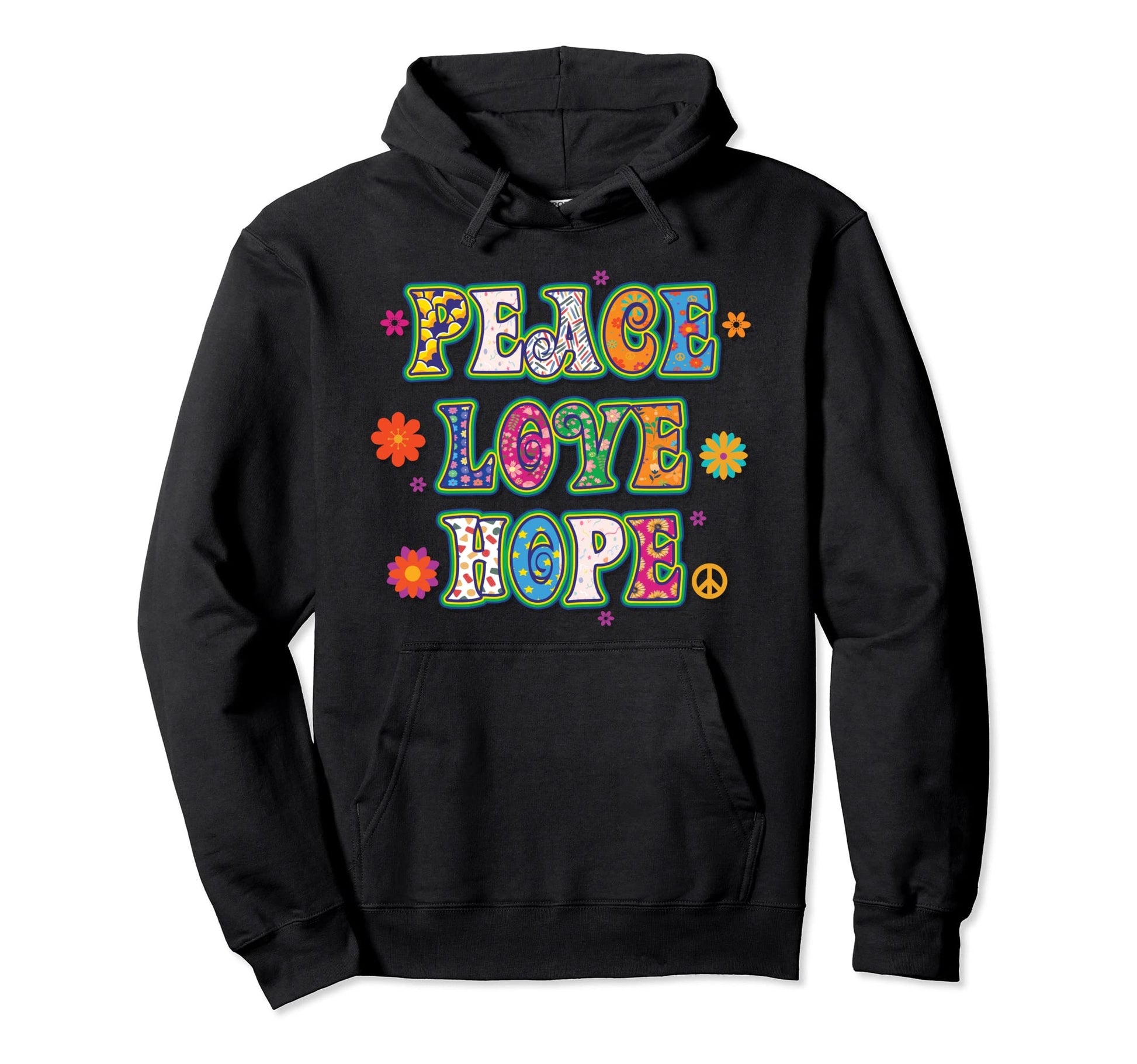 Peace Love Hope 60S 70S Costume Groovy Hoodie - Aesthetic Graphic Unisex - T-Shirt, Sweatshirt, Hoodie
