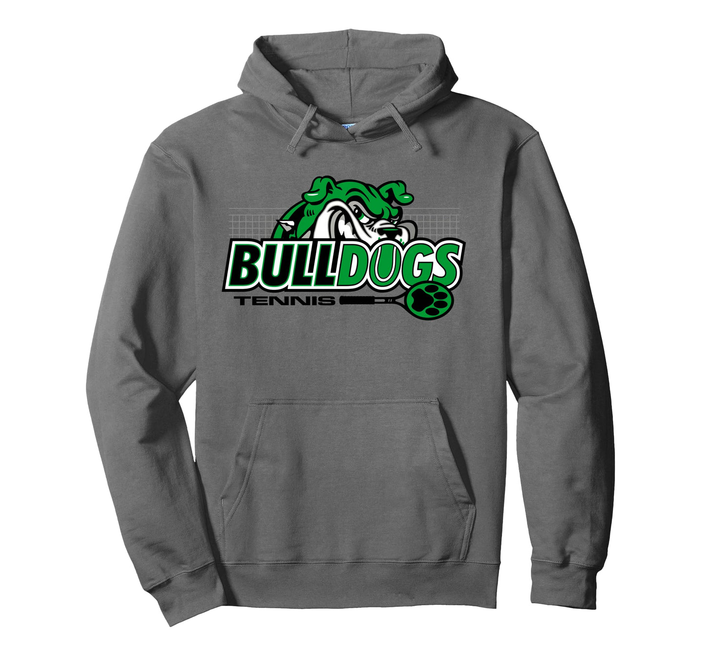 Bulldogs Tennis Mom Game Day Mascot Green Hoodie - Novelty Apparel Unisex - T-Shirt, Sweatshirt, Hoodie