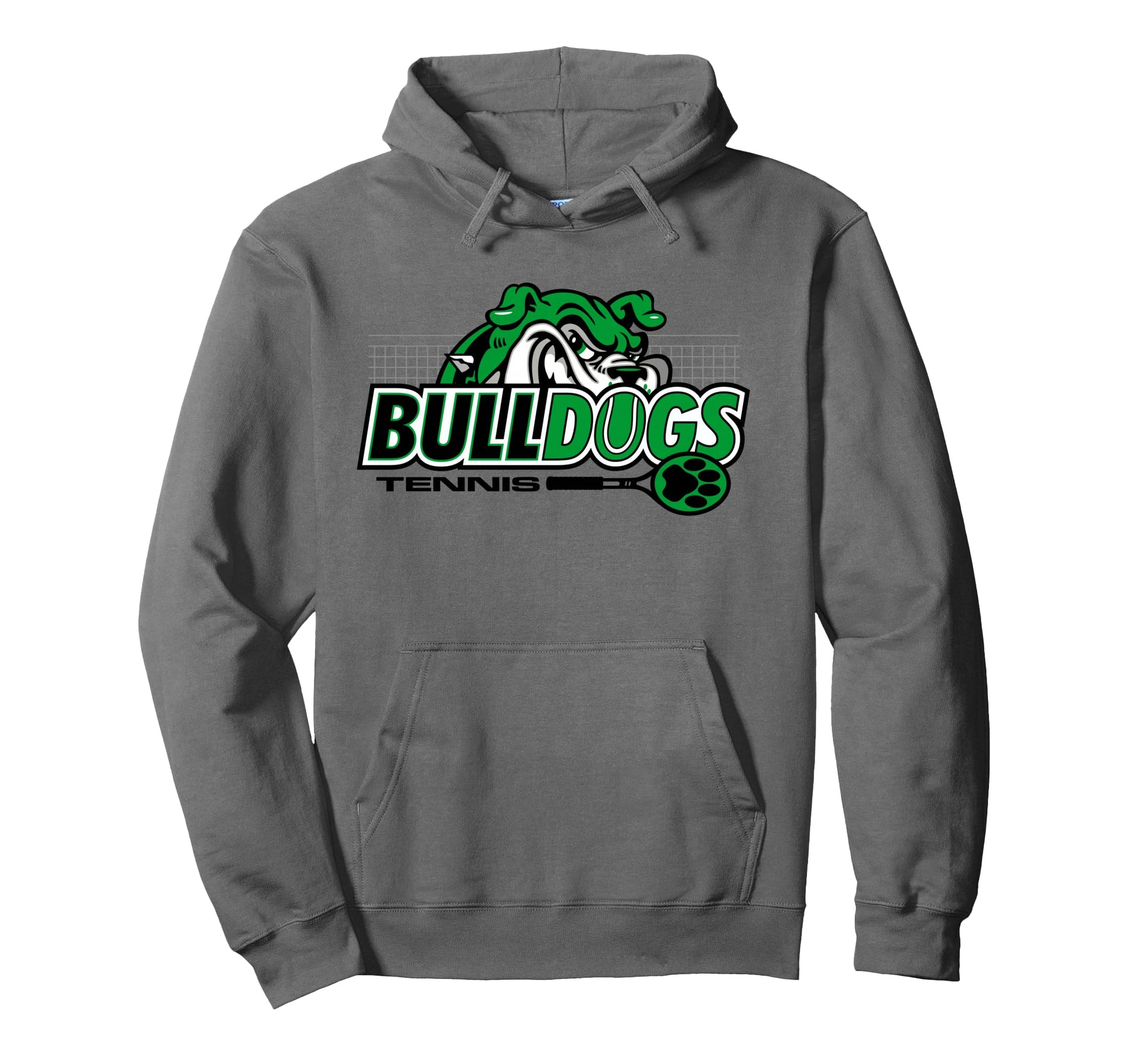 Bulldogs Tennis Mom Game Day Mascot Green Hoodie - Novelty Apparel Unisex - T-Shirt, Sweatshirt, Hoodie
