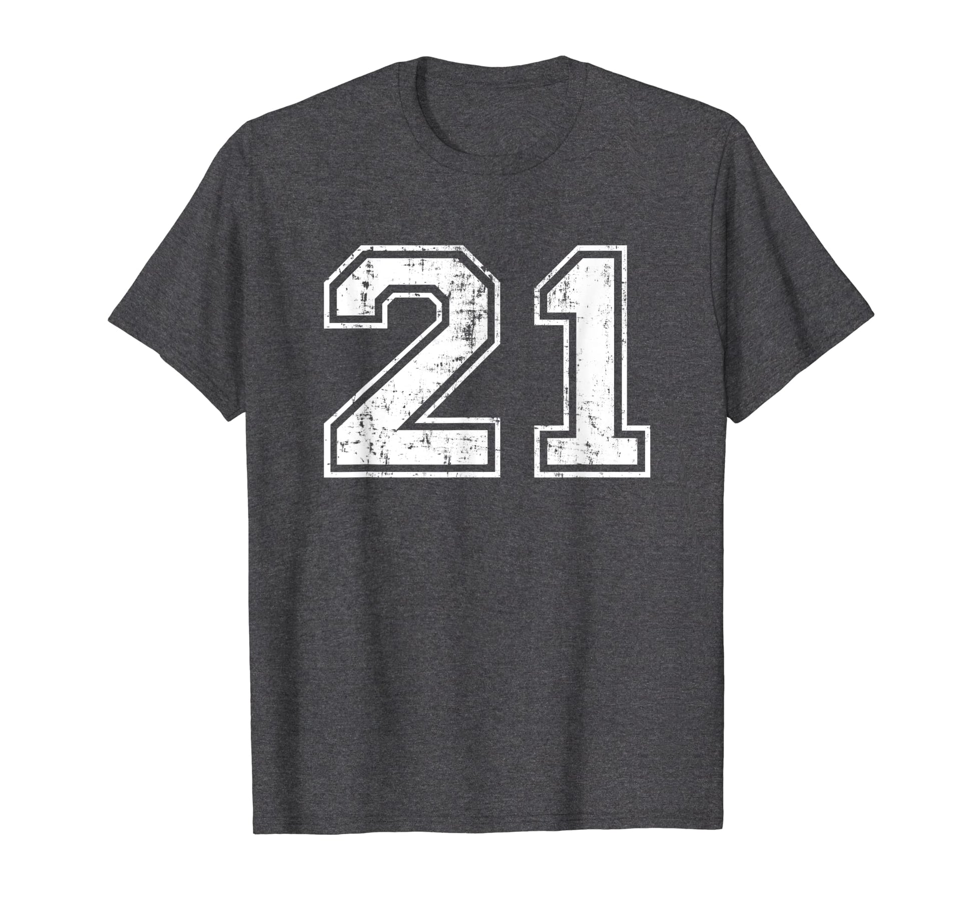 Number 21 Varsity Distressed Sports T-Shirt - Unique Graphic Men Women - T-Shirt, Sweatshirt, Hoodie
