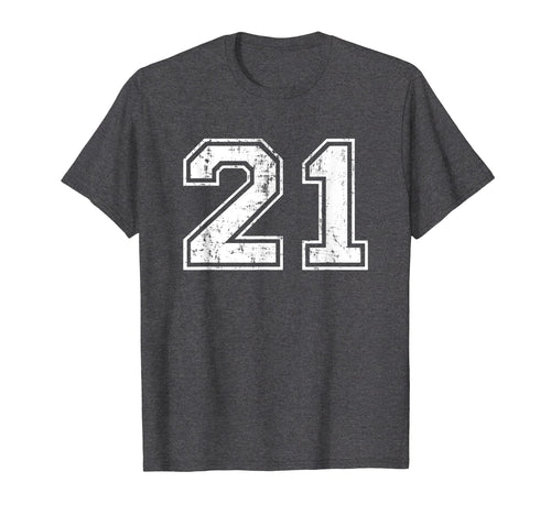 Number 21 Varsity Distressed Sports T-Shirt - Unique Graphic Men Women - T-Shirt, Sweatshirt, Hoodie